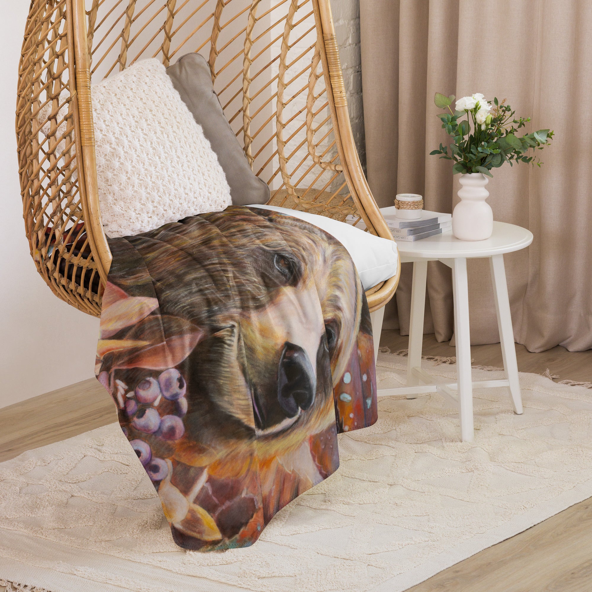 Plush Cosy Sherpa Throw blanket - Life is Sweet Bear Print