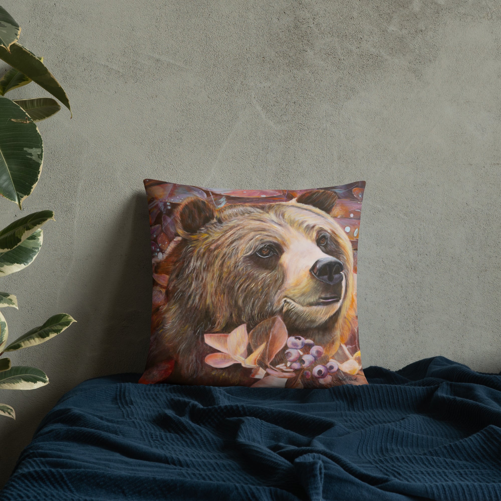 Life is Sweet Bear in a Bush Comfy Pillow