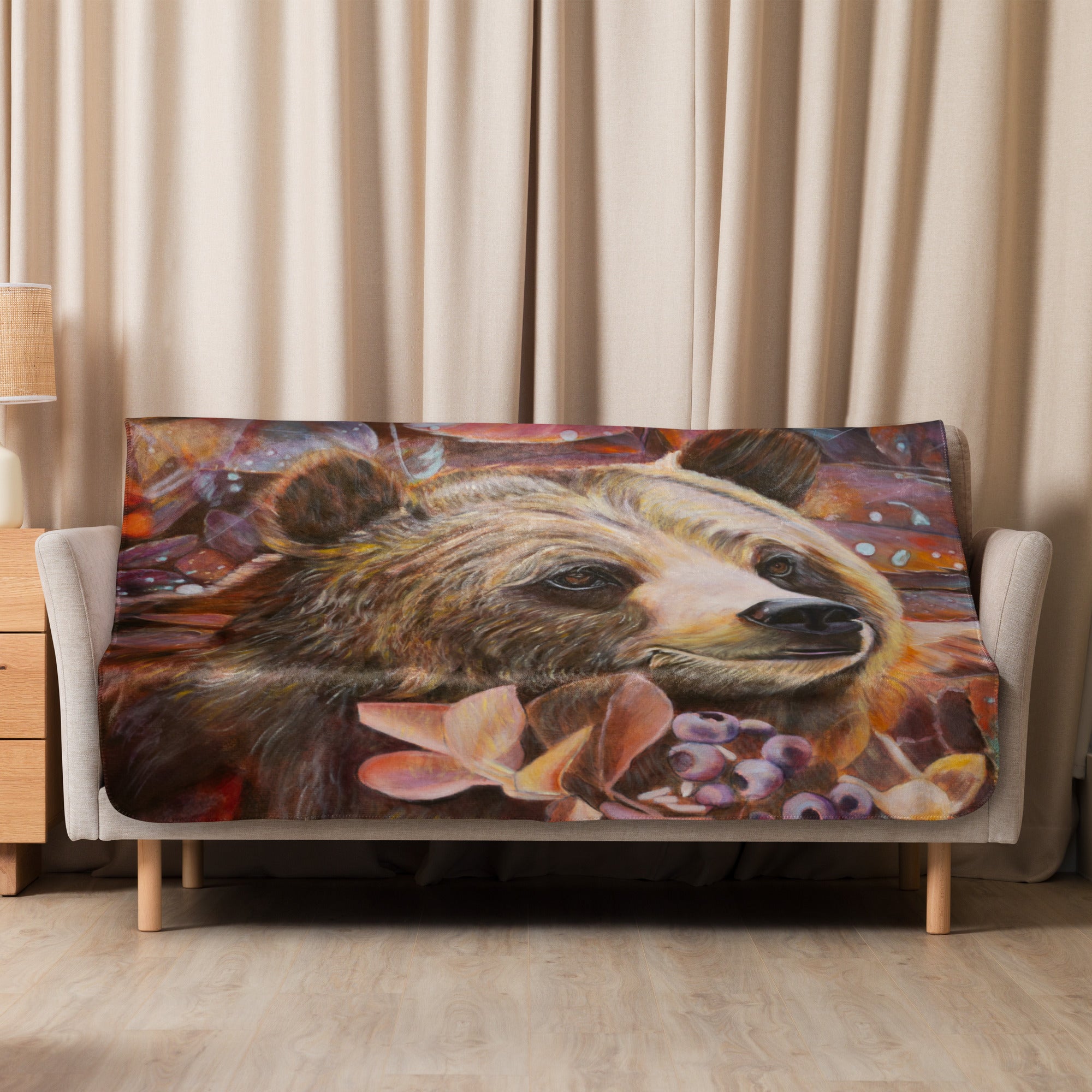 Plush Cosy Sherpa Throw blanket - Life is Sweet Bear Print